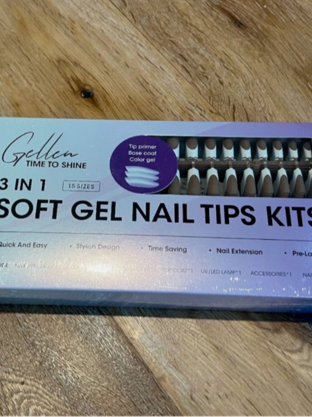 Gellen Soft Gel Nail Tip Kit Artificial Nail Kit French Tip & UV Light NIB - Picture 2 of 2